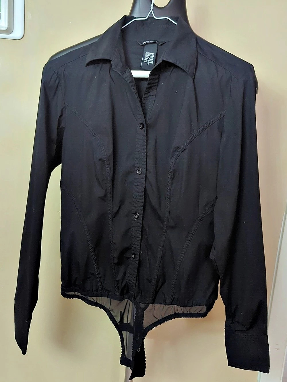 Moda International Long Sleeve Bodysuit Black Size Small